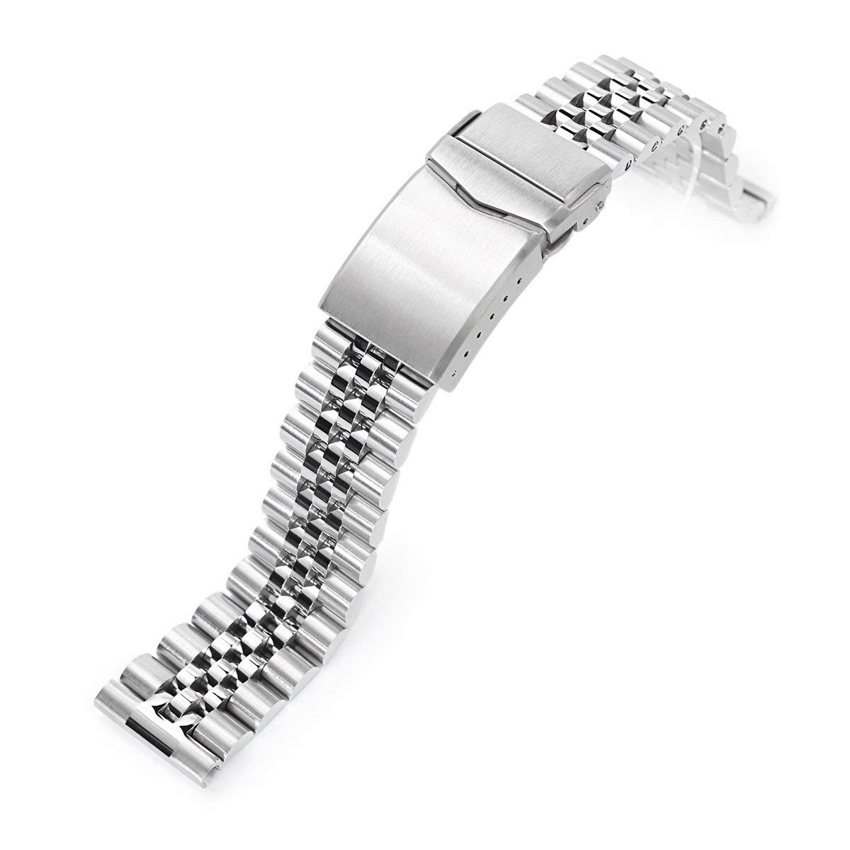 MiLTAT 20mm Super-J Louis 316l Edelstahlarmband gerades Ende, gebürstete V-Schließe