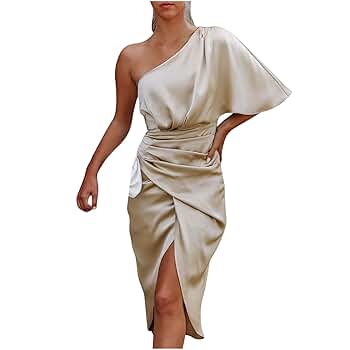 Amazon.com: tuduoms Women's Wrap Satin Belted Cocktail Midi