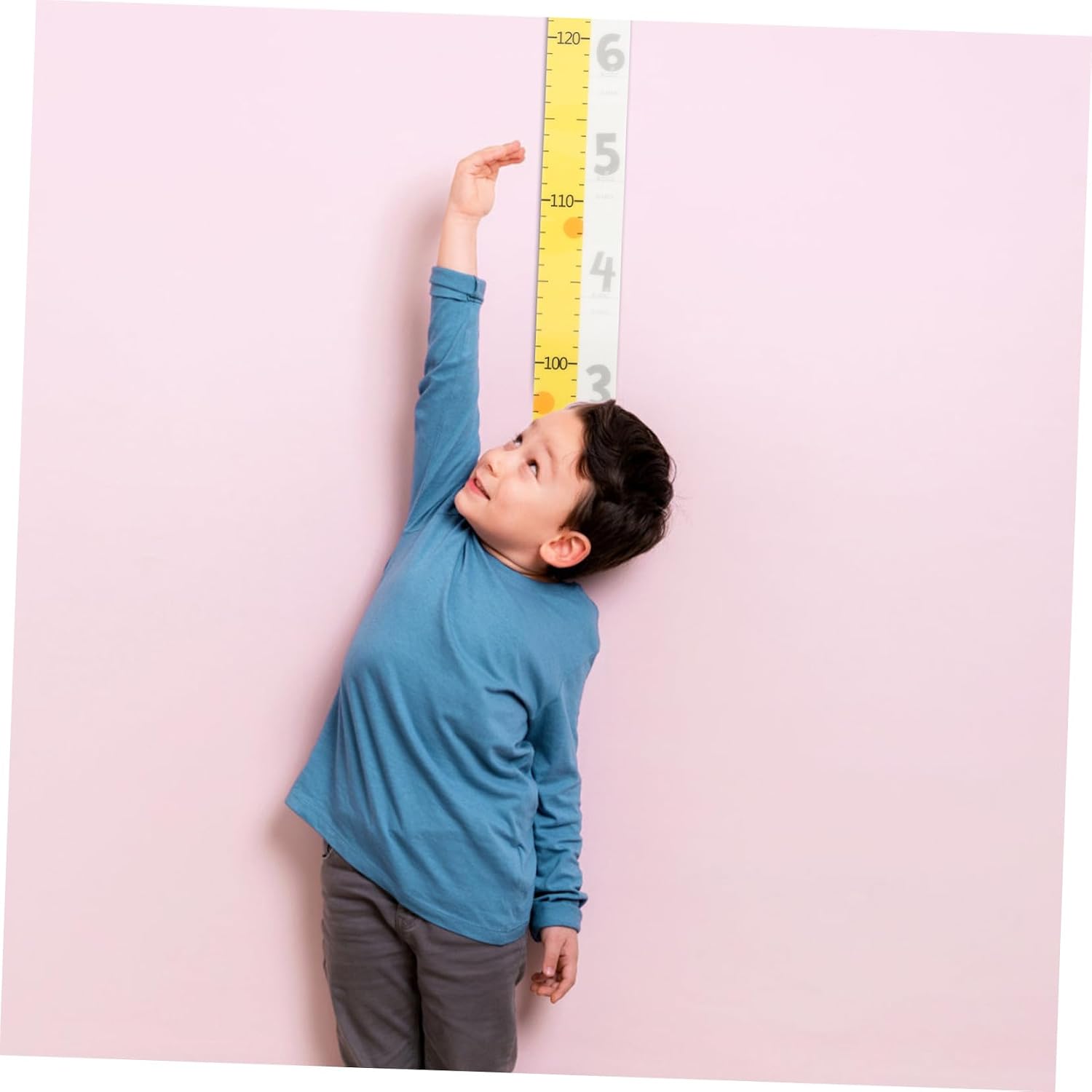 Removable Giraffe Height Measuring Sticker with Self-Adhesive Backing for Nursery Wall Decoration Growth Chart Decal with Interactive Moving Head Design