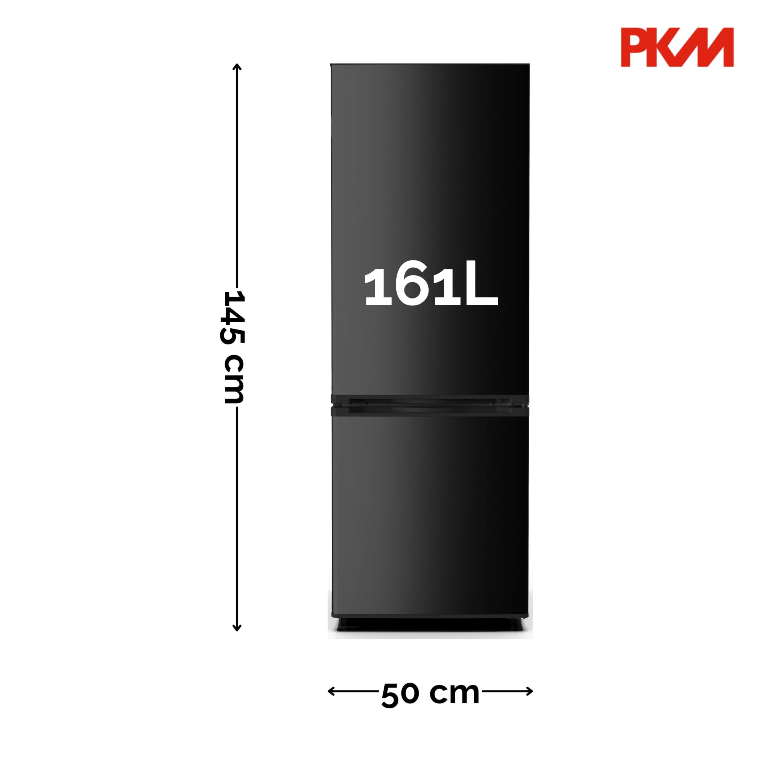 PKM KG173CB Kühl- Gefrierkombination | 161 Liter Nutzinhalt | Wechselbarer Türanschlag | Höhenverstellbare Füße | LED Beleuchtung | 40 dB | Schwarz | 50 cm Breite