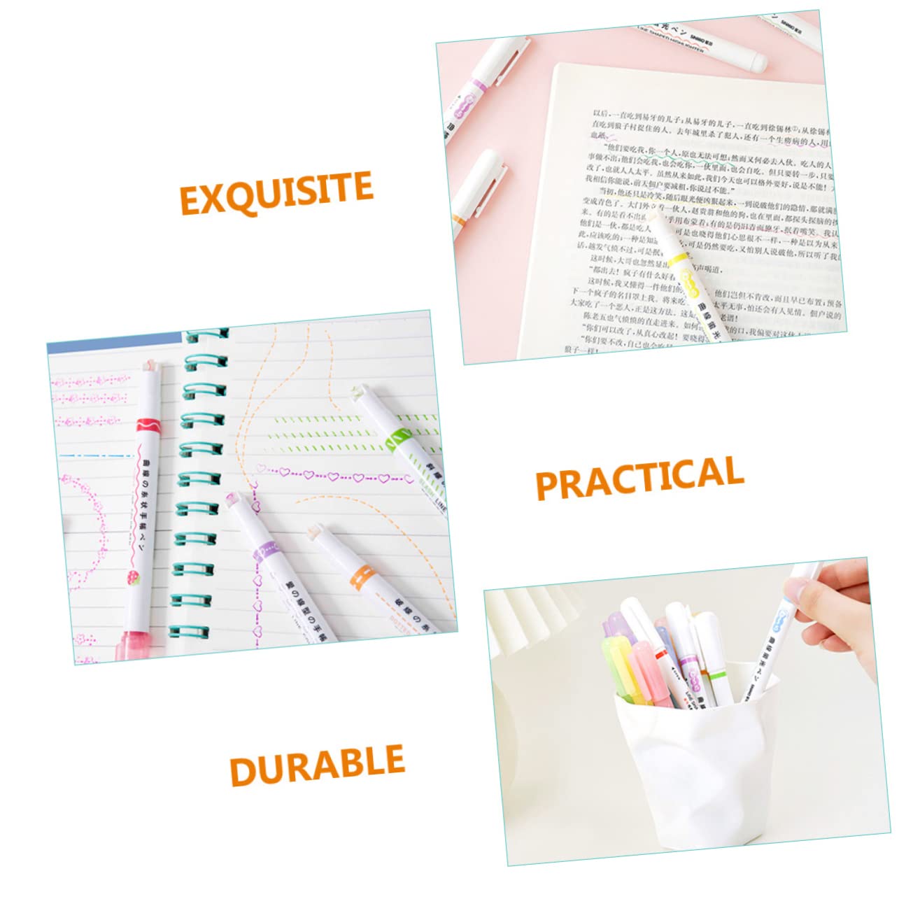 OSALADI 5 Sätze Buntes Teiliges Markerset Handgezeichnete Textmarker Für Notizen Journaling Und Kreatives Arbeiten Für Schüler Studenten Und Bürobedarf 6 Stück * 5