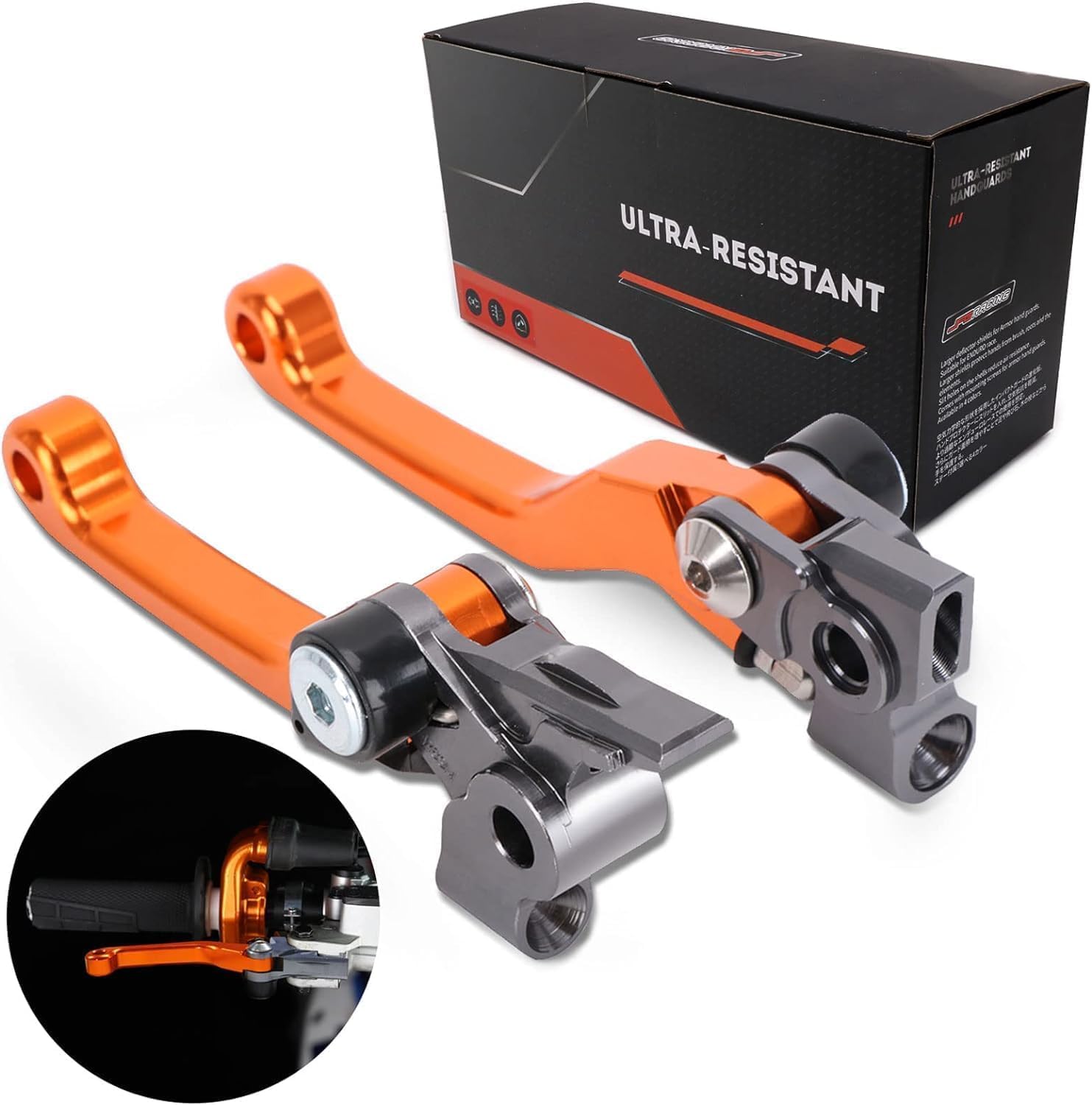 Aluminum CNC Foldable Brake & Clutch Levers for 125-500cc Motorcycles (Orange)