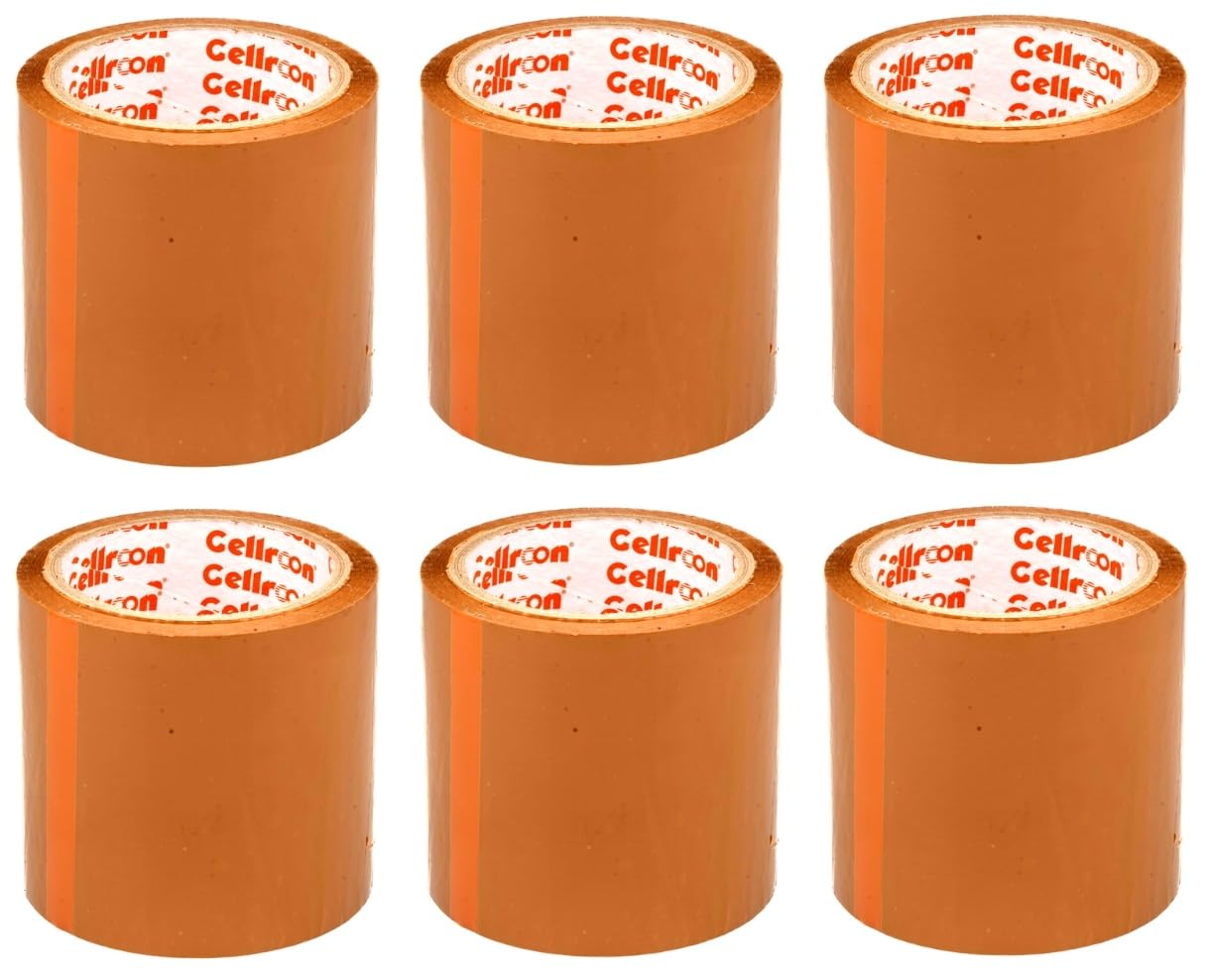 Cellroon Brown BOPP Self-Adhesive Packing Tape - 4 Inch Width, 65 Meter Length - Multipurpose Industrial Packaging Tape Rolls for Efficient and Reliable Sealing (Pack of 6) (B08RDWF88T) Amazon Price History, Amazon Price Tracker