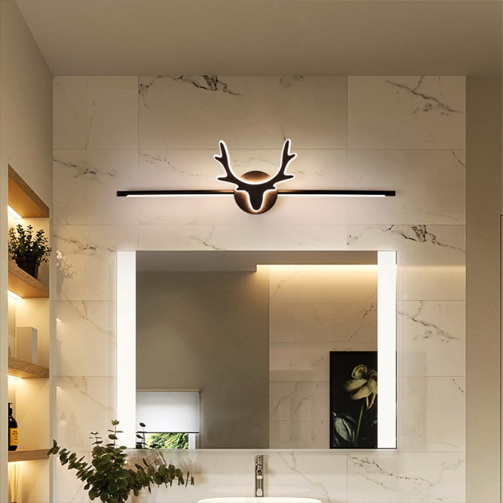 XINYASEE Antler LED lampes miroir cosmétique Appliques de salle de bain (3000K,4000K,6000K) Lampes à pince pour salle de bain, appliques murales pour le salon (40CM)