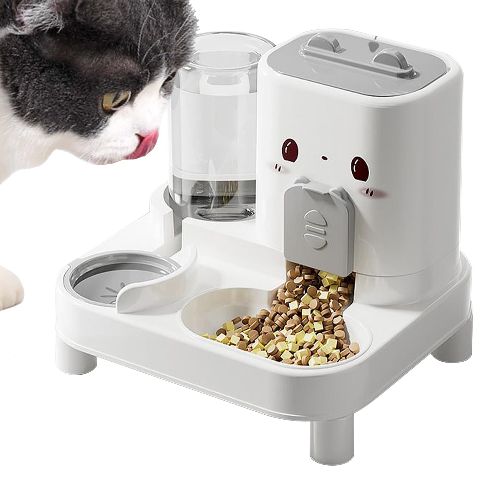 Distributeur automatique chat 2 en 1 avec gamelle amovible contre l'irrégularité des repas