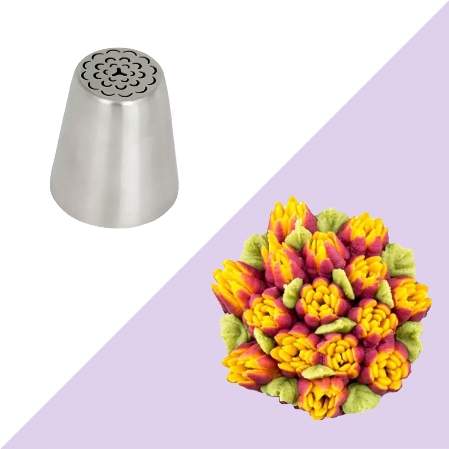 Flour Butter Chocolate Stainless Steel Nozzle Russian Scallop Floral Grey 2