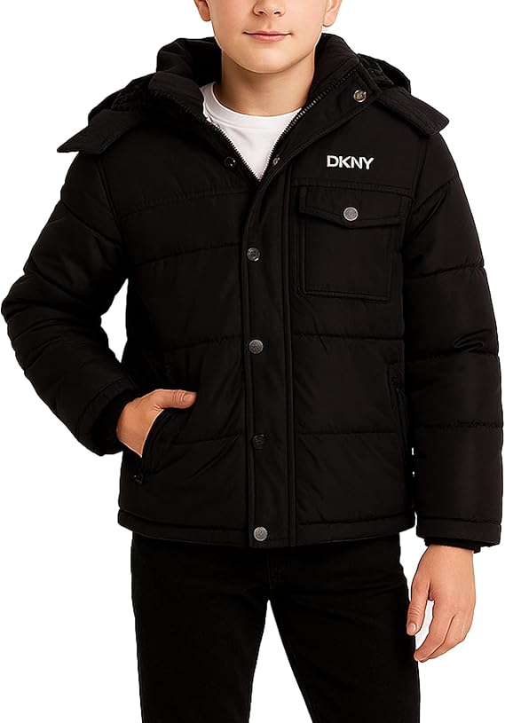 Amazon.com: DKNY Boys Puffer Jacket - Heavyweight Sherpa Lined Quilted Parka Winter Coat - Water Resistant Insulated Kids Winter Jacket, Size 4, Black: Clothing, Shoes & Jewelry