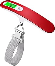 Mycket Pese Bagage Electronique Balance Portable Pese Bagages Electronique Portable Numérique, Max 50Kg/110Lb (LB,g,Oz,kg) Balance Electronique Avec Rétroéclairage/Fonction Tare Pour voyage (Rouge)