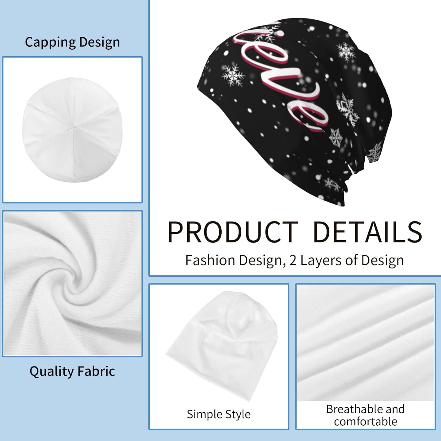 LAIPUTER Holiday Beanie Standard Closed Chemo Knitted Hats Baggy Slouchy Skull Cap Cancer Headwear for Women Men - Image 3