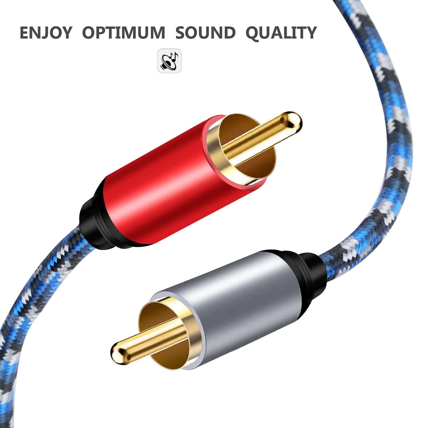 RCA Cable, 2RCA Male to 2RCA Male Stereo Audio Cable Nylon-Braided for Home Theater, HDTV, Amplifiers, Hi-Fi Systems, Speakers : Electronics