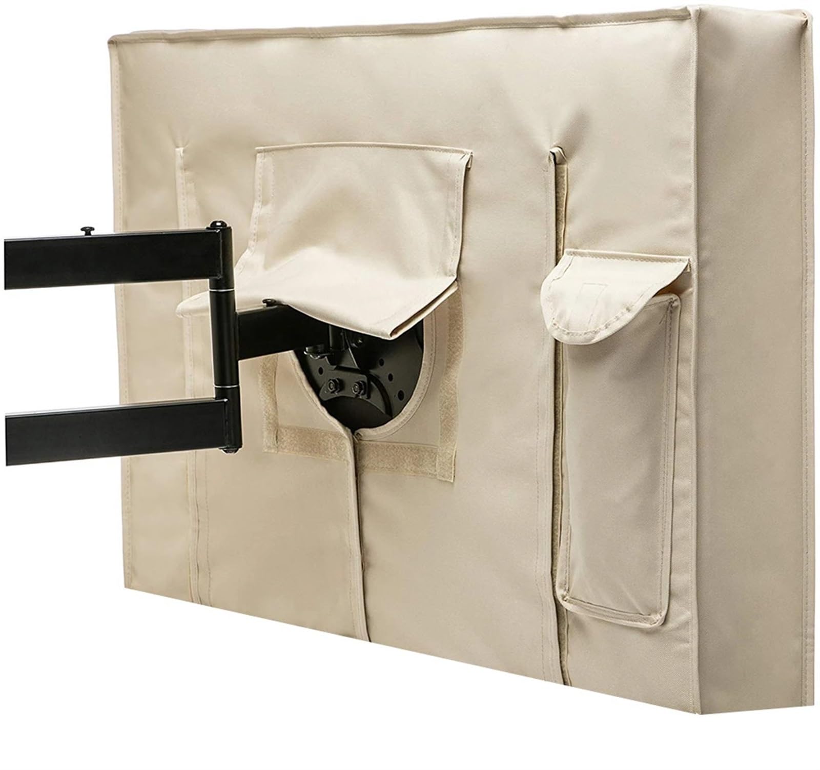Cubierta protección de pantalla para exteriores Cubierta de TV for exteriores, caja Oxford 600D con polvo for pantalla para televisores al aire libre montados en la pare(Black,65X70inch)