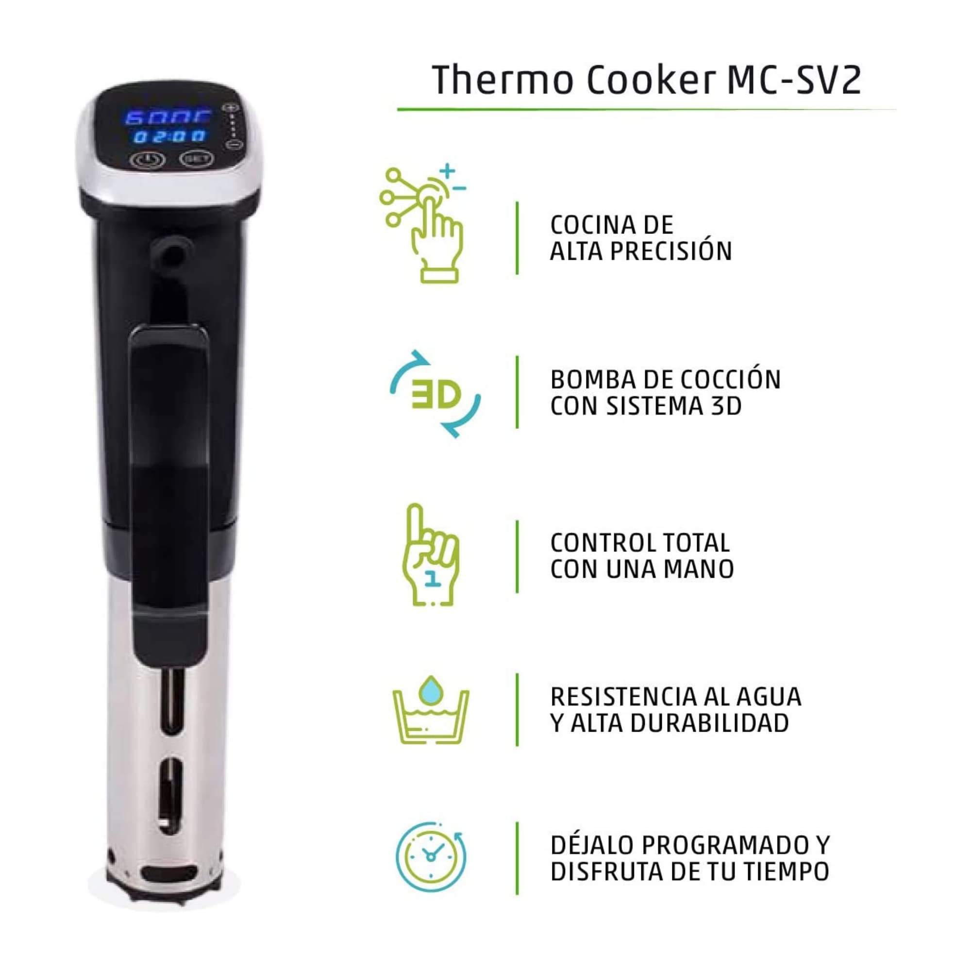 THERMOCOOKER MC-SV2 Sous Vide/Roner para Cocina a Baja Temperatura y al Vacío / 1200 W