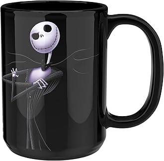 Disney Tim Burton The Nightmare Before Christmas Unique Color Change Ceramic Coffee Mug for Hot Drinks, Collectible Keepsake (15 oz, Jack Skellington)