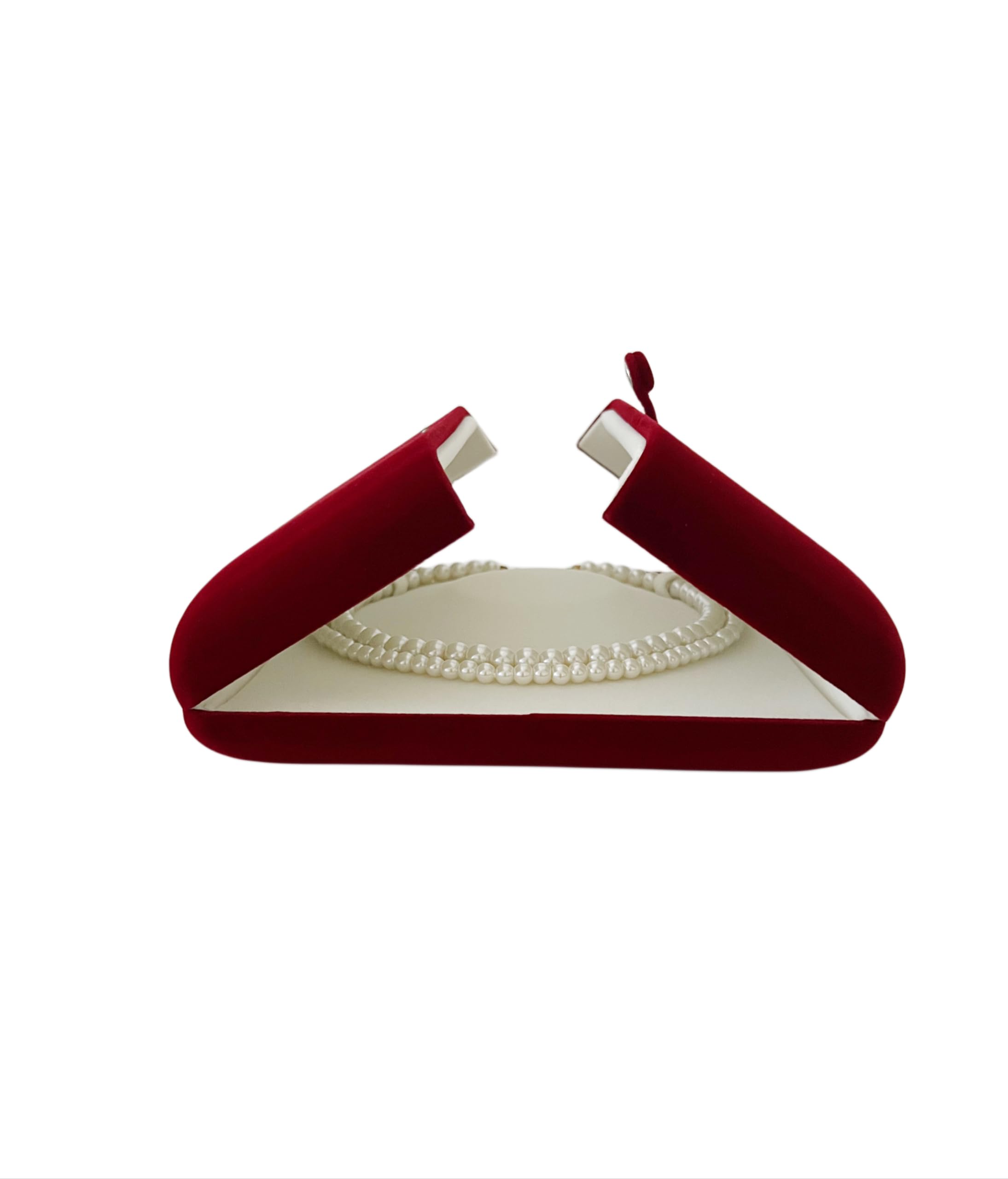 Dunkelrot Kastanienbraun, Premium-Qualität, kastanienbrauner Samt, Halskettenbox, Bankett, Perlenkette, Perlenstränge für Hochzeit, Geburtstag, Verpackung, hochwertig (Schmuck ist nicht