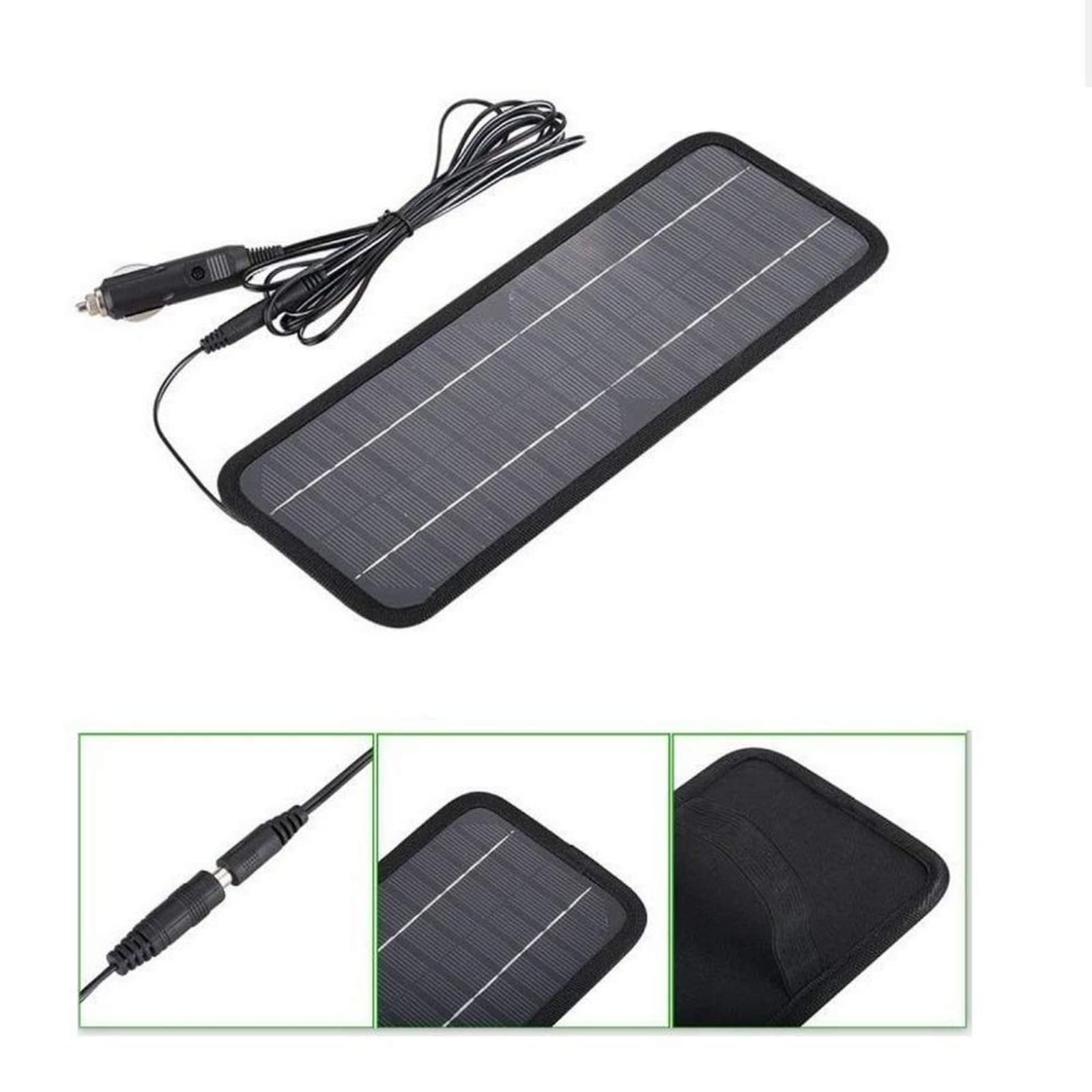 Cargador Solar portátil de 12 V y 4,5 W para batería de Coche, con Enchufe para Encendedor de Cigarrillos y Pinza de cocodrilo para Coche, Barco, Motocicleta.