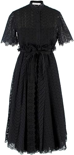 Dior Vestido Midi con cinturón de Encaje Negro de Christian Segunda Mano
