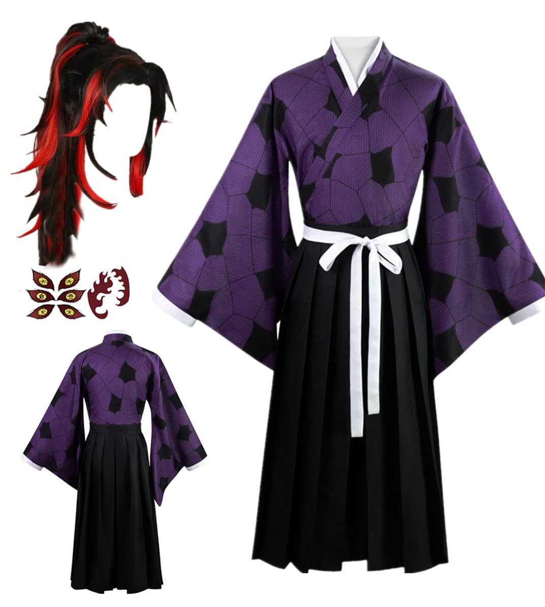 Disfraz de anime para hombre, talla de EE. UU., traje de fiesta tipo kimono morado (talla M)