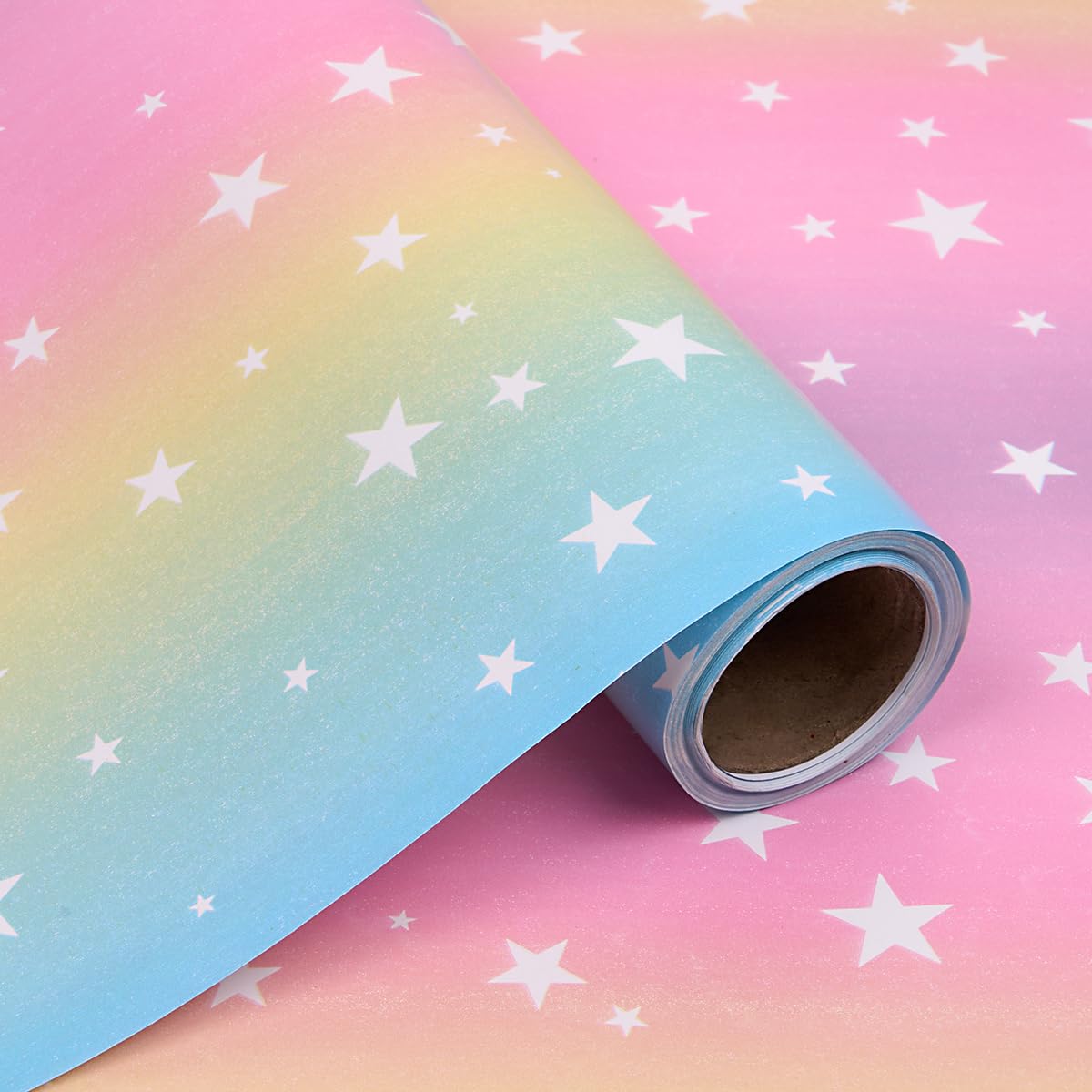 Multicolor Gift Wrapping Paper Roll - Christmas Wrapping Paper Recyclable Star Pattern Paper for Birthday, Wedding Gift Wrapping - 43cm x 10M — image 1