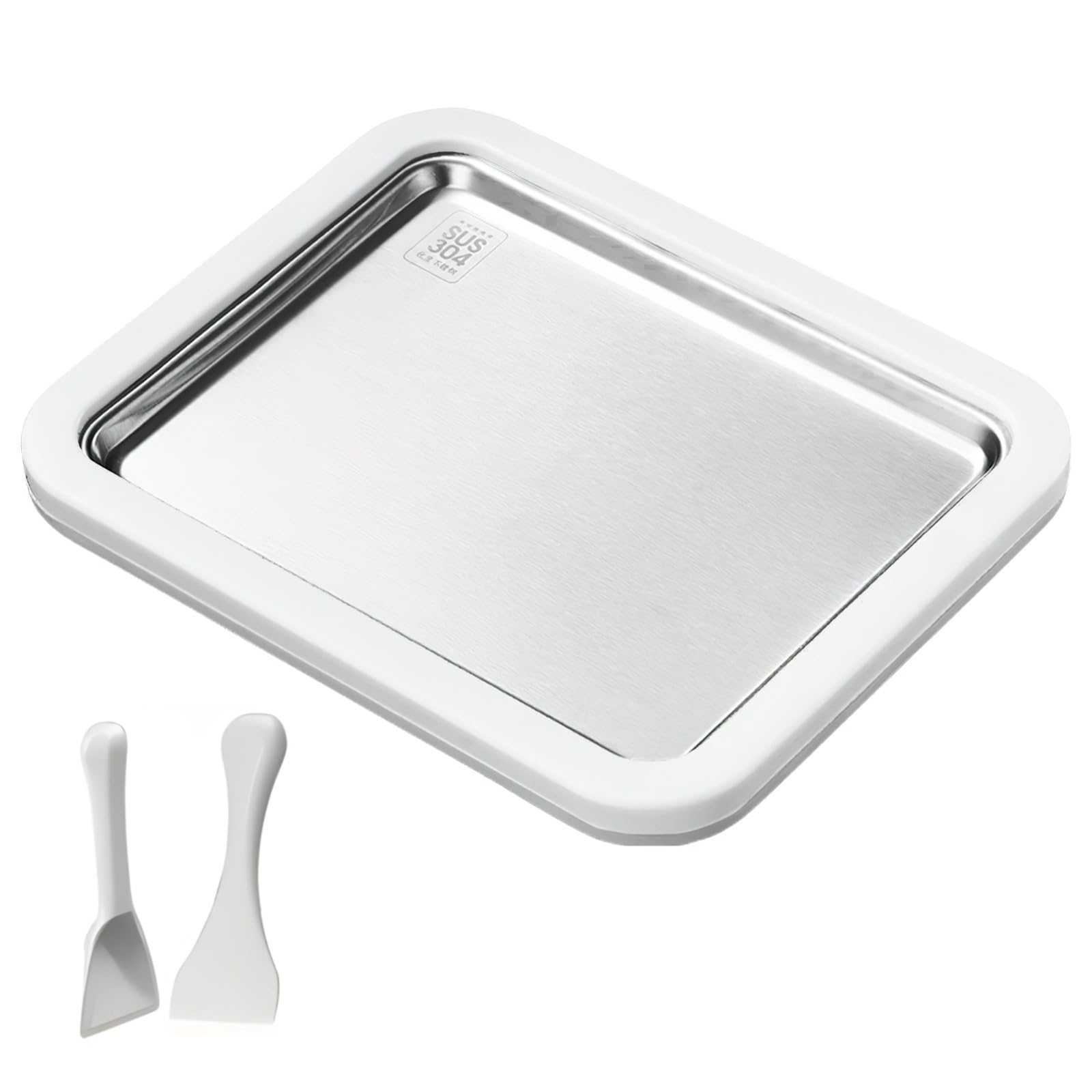 Stainless Steel Instant Ice Cream Maker, 10 in X 8 in, Includes 2 Spatulas and Frozen Yogurt Plate