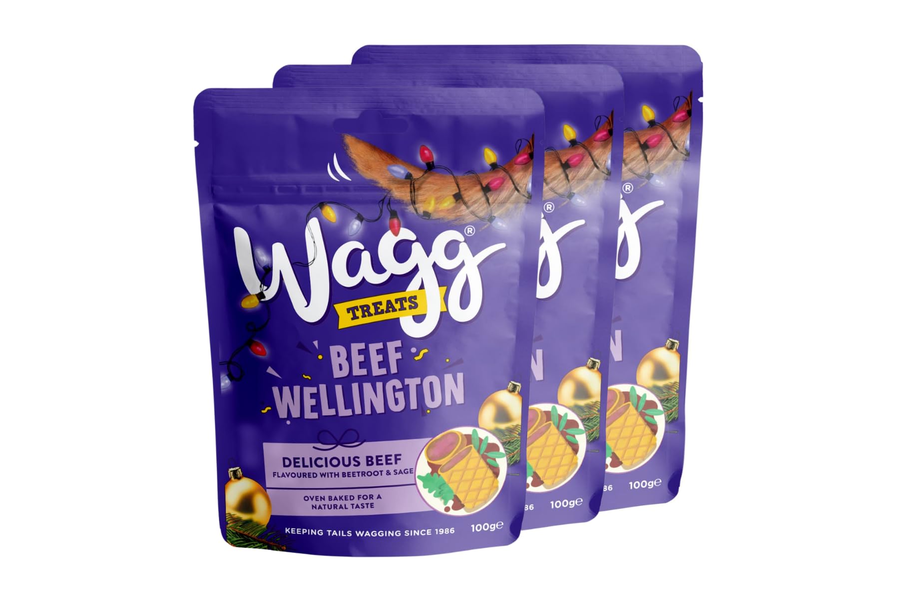 Dog Treats 100g X Pack Of 3 - Beef Wellington - Give Your Dog A Taste Of Christmas With These Irresistible Dog Treats In Beef Wellington Flavour