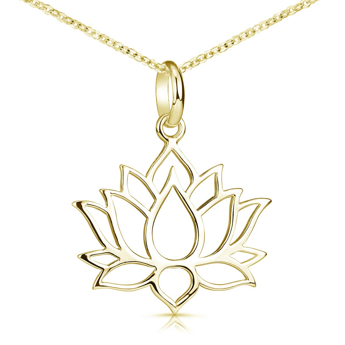 Lotusblüte Schmuck Anhänger Silber 925 Damen vergoldet mit Kette KA-69 | Lotus Kettenanhänger aus vergoldetetem Sterlingsilber incl Schmuck Box von MATERIA by Matthias Wagner