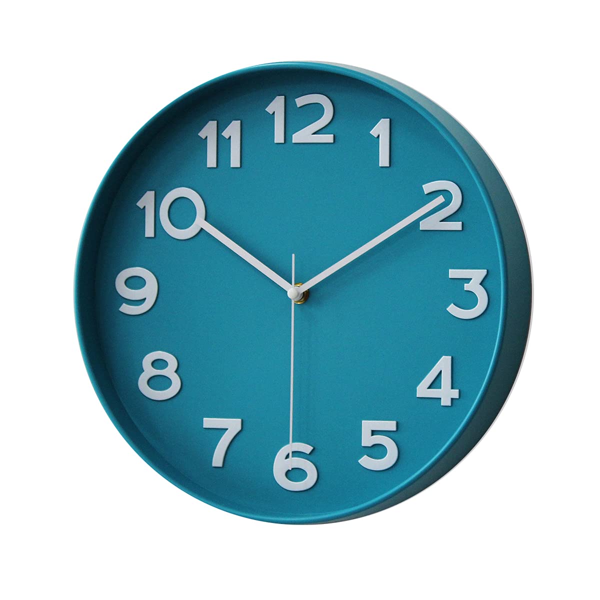 HZDHCLH 12 inch Blue Wall Clocks Battery Operated,Small Silent Non Ticking Modern Wall Clock for Living Room Bedroom Kitchen Office Classroom Decor (Peacock Blue)