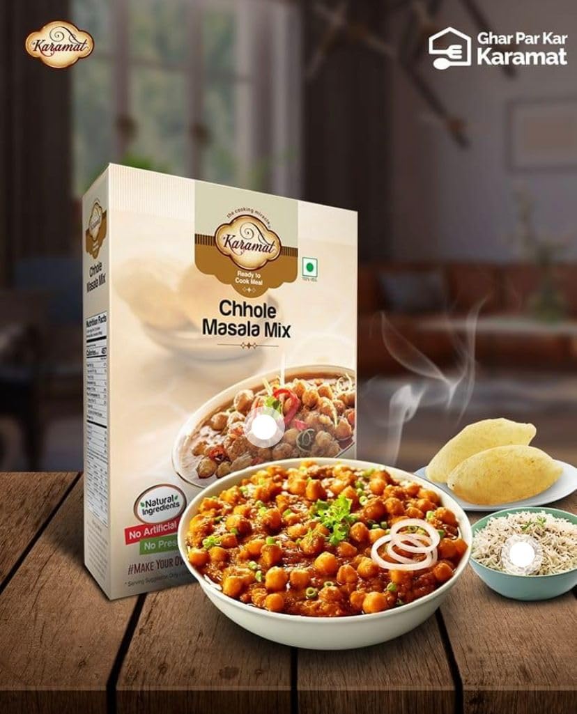 Karamat Chole Masala Mix, (Veg, 400g Mix, Upto 4* Servings), MYO, Ready to Cook, Chole Chana Mix, No Preservatives and Artificial Colours, Pantry Items, Magic Masala Powder, Chef's Art, Sabji Masala