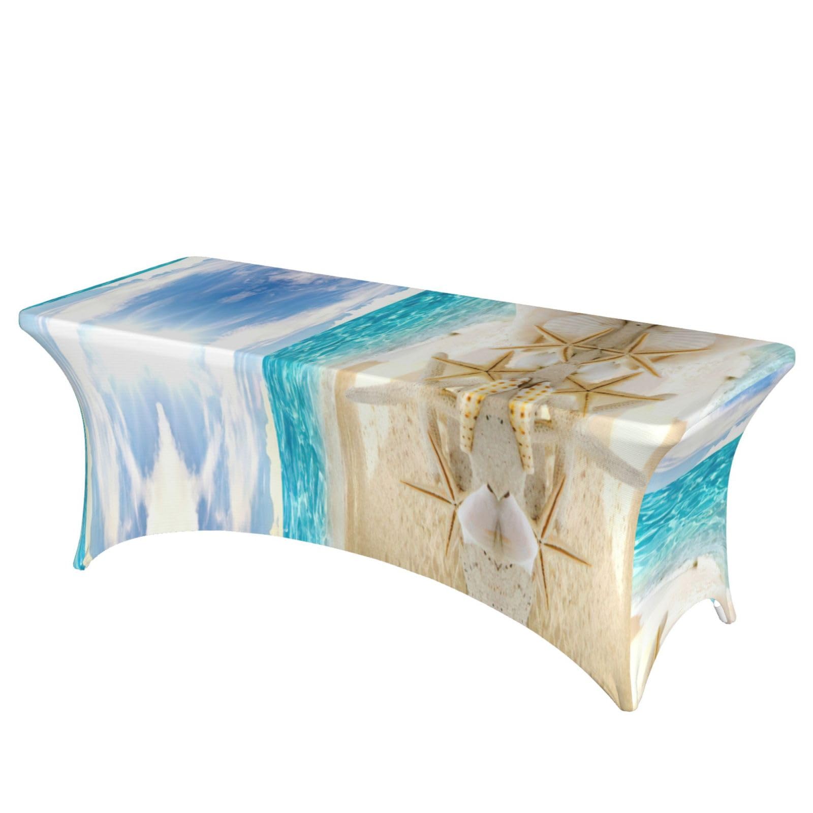 Nappe extensible élasthanne imprimé plage océan 1,8 m lavable pour mariage