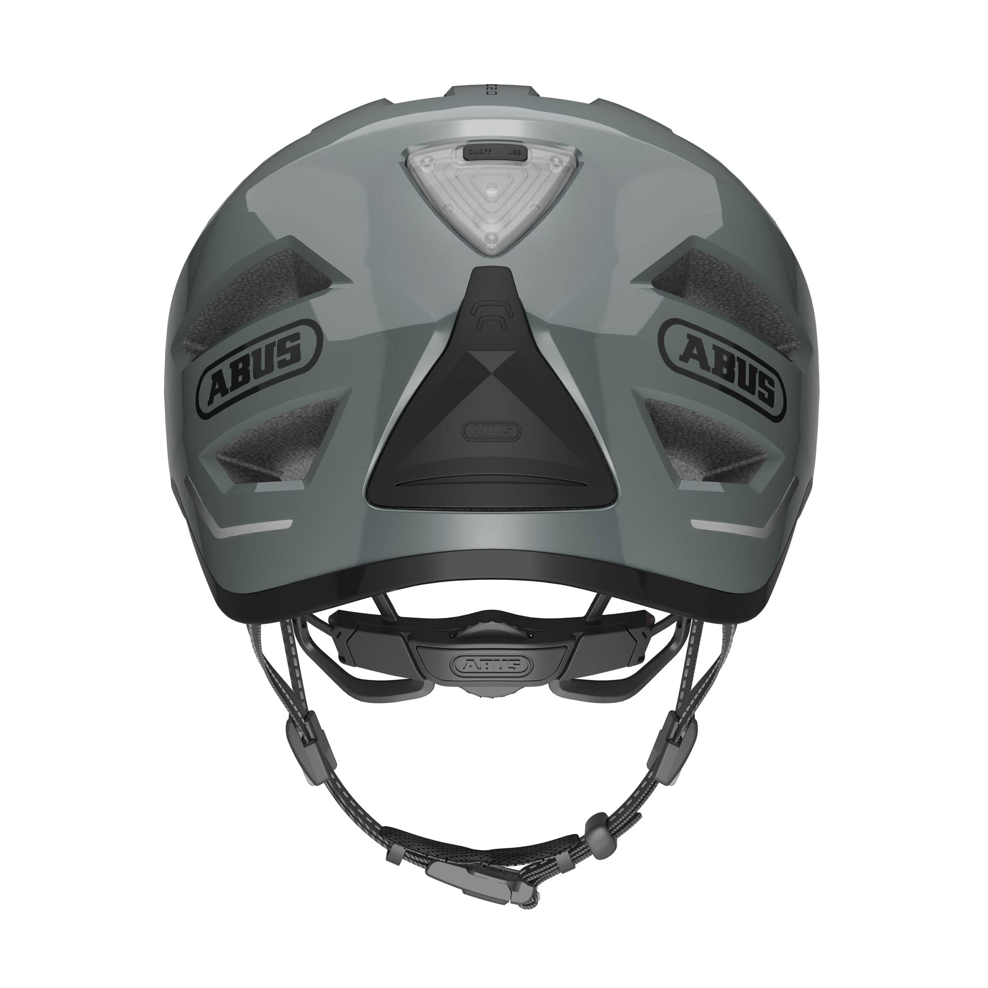 ABUS Casque de Ville Pedelec 2.0 - Casque de vélo avec feu arrière et visière Anti-Pluie - pour Le trafic Urbain - pour Hommes et Femmes