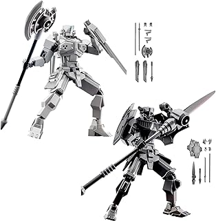 WEAREWE 2 Set DIY 3D Printed T13 Action Figures Set Lucky 13 Action Figure Multi-Jointed Movable Mech Doll Robot(White-Black)