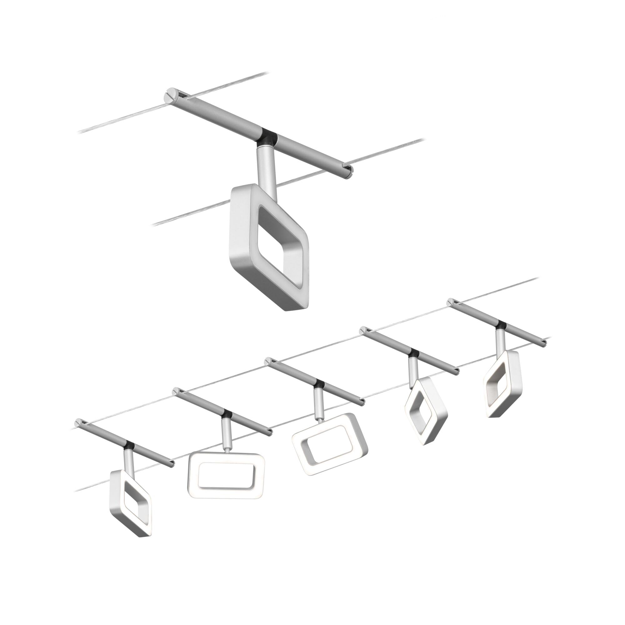 Paulmann Système complet d'éclairage sur câble WS DC Frame 94481 blanc chaud N/A, Chrome Mat, Chromé.