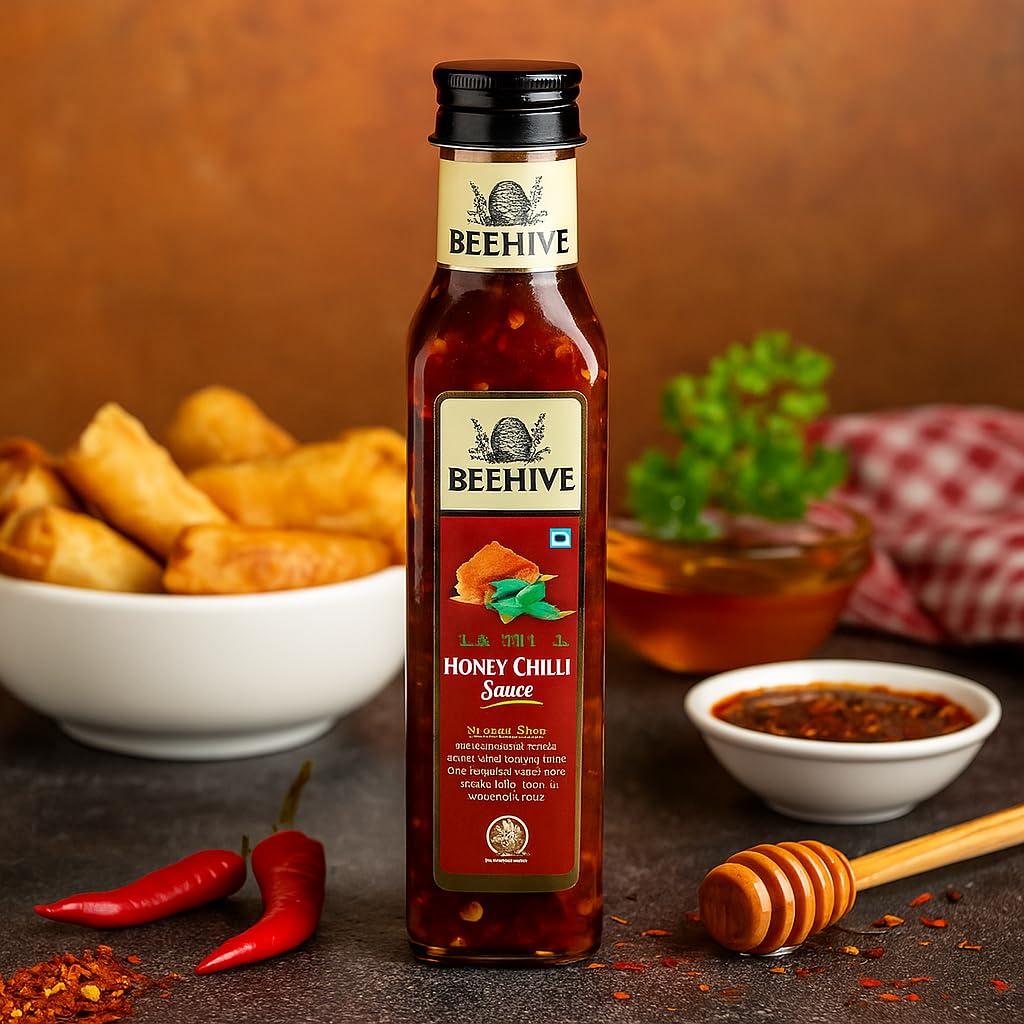 Beehive - Honey Chilli Sauce 320 Gram | 100% Pure No Adulteration Sweet & Spicy Fusion | Made With Organic Honey | Best Mixed-Diet Sauce