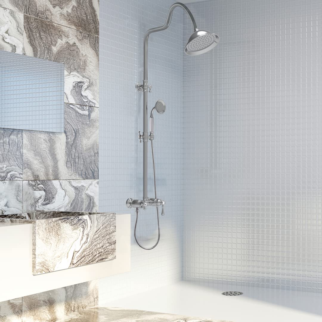 Essebagno Columna de ducha Leeds 2 retro cromada con mezclador mecánico