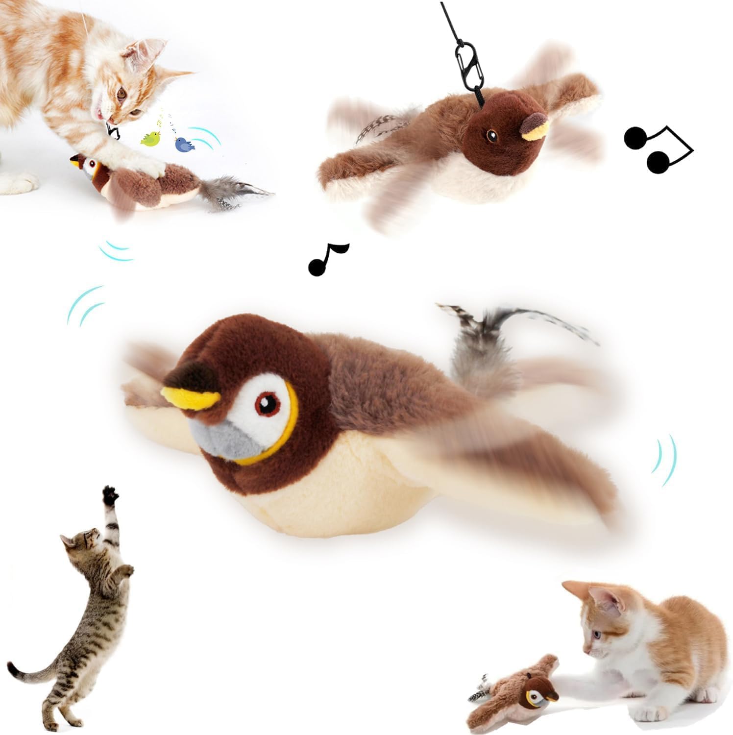 Jouet Oiseau Volant Pour Chat – Rechargeable Avec Son – Jouet Interactif Stimulant Pour Chaton Et Adulte - 7