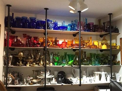 Miniatura 2 de Estante industrial de tubería de hierro para montaje en pared, estante vintage retro para colgar en el techo, estantería abierta para oficina,