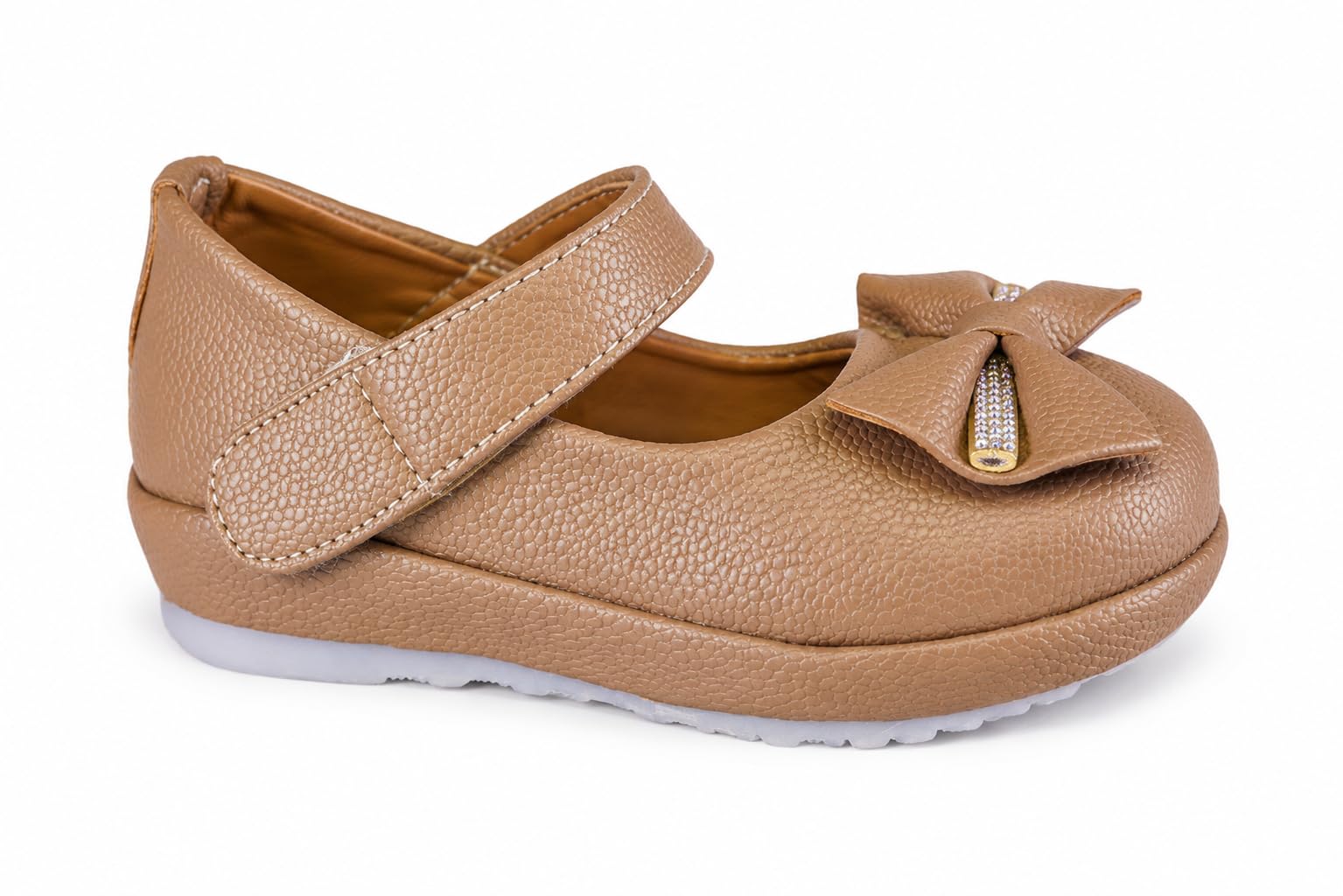 footpedia girls white mary jane shoes with decorative bow | lightweight comfortable kids flats | soft cushioned insole | secure hook & loop strap | party, casual & daily wear footwear