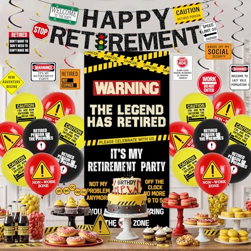 Roetyce Retirement Decorations, Caution Legend Has Retired Door Banner