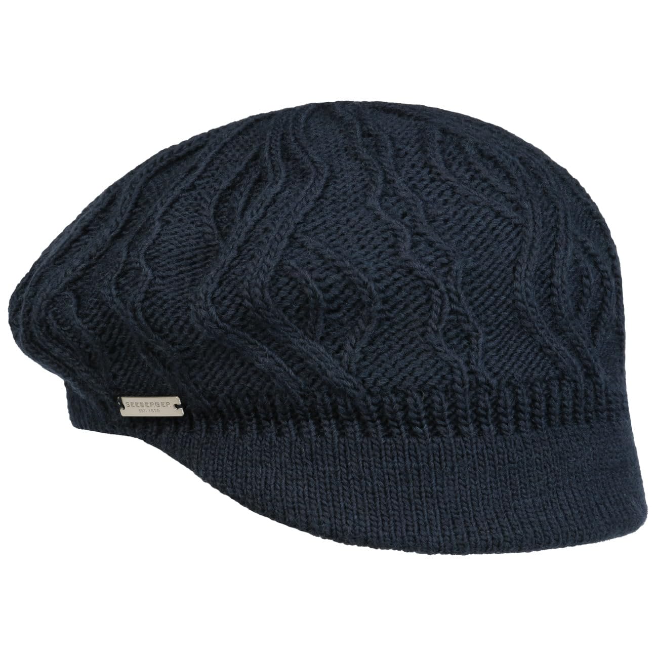 Seeberger Annelie Knit Newsboy Cap Women -, Navy, 6 3/4/7 1/2