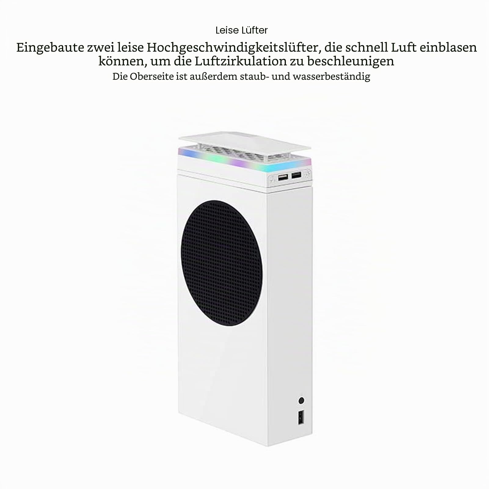 Lüfter für Series S, 4500 U/min, Zwei Leise Hochgeschwindigkeitslüfter mit RGB-Lichtstreifen, Staubdichter, Farbenfroher Konsolenlüfter