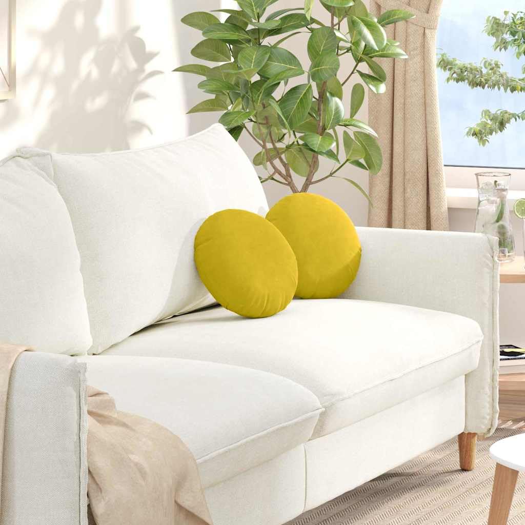 Runheo Sitzkissen Gelb 2er Set Ø30 x 13 cm Samt Sitzpolster Stuhlkissen Bankkissen Bodenkissen rutschfest ergonomisch mit waschbaren