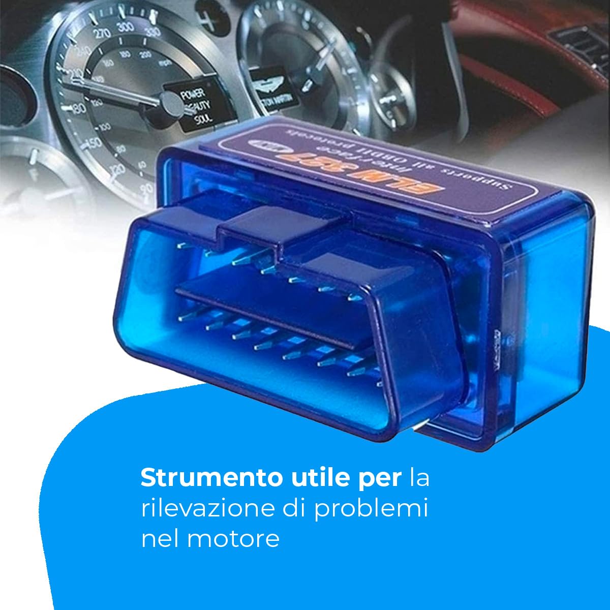 NK Mini ELM327 Auto Diagnostica Bluetooth 2.0 - per Test OBD2, Connessione Diretta allo Smartphone, Facile da Usare, Supporto dei Protocolli OBD 2 (Compatibile con la Benzina dal 1996 in Poi)
