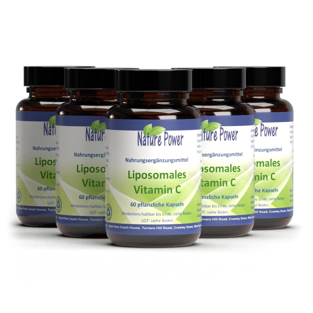 Liposomales Vitamin C: Vorteilspaket im 4 + 1 - von Nature Power - 100% gentechnikfrei und vegan – 5 x 60 pflanzliche Kapseln