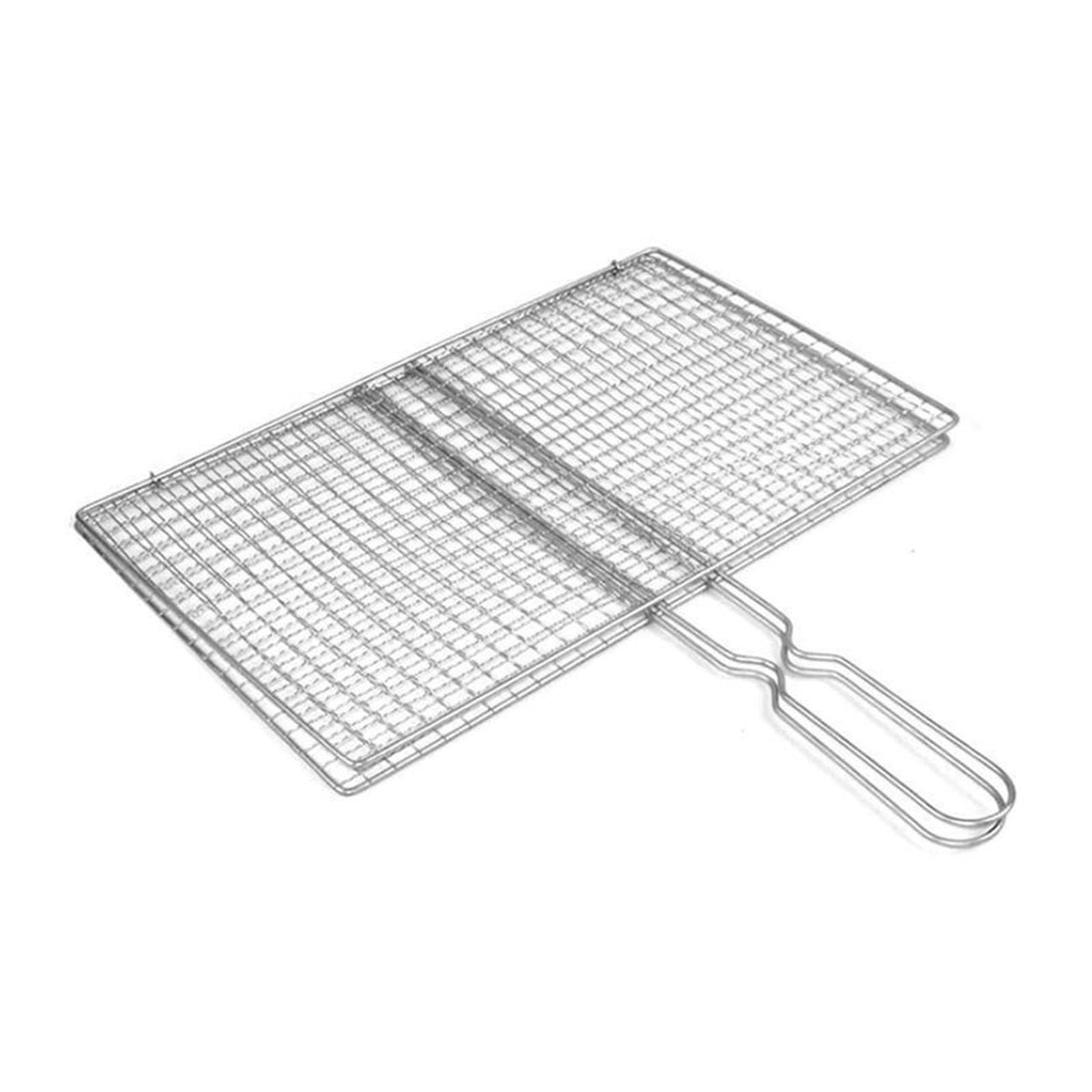M/L Barbecue Grillkorb Grill BBQ Netz Steak Fleisch Fisch Gemüse Silber Eisen Mesh Klemme(L)