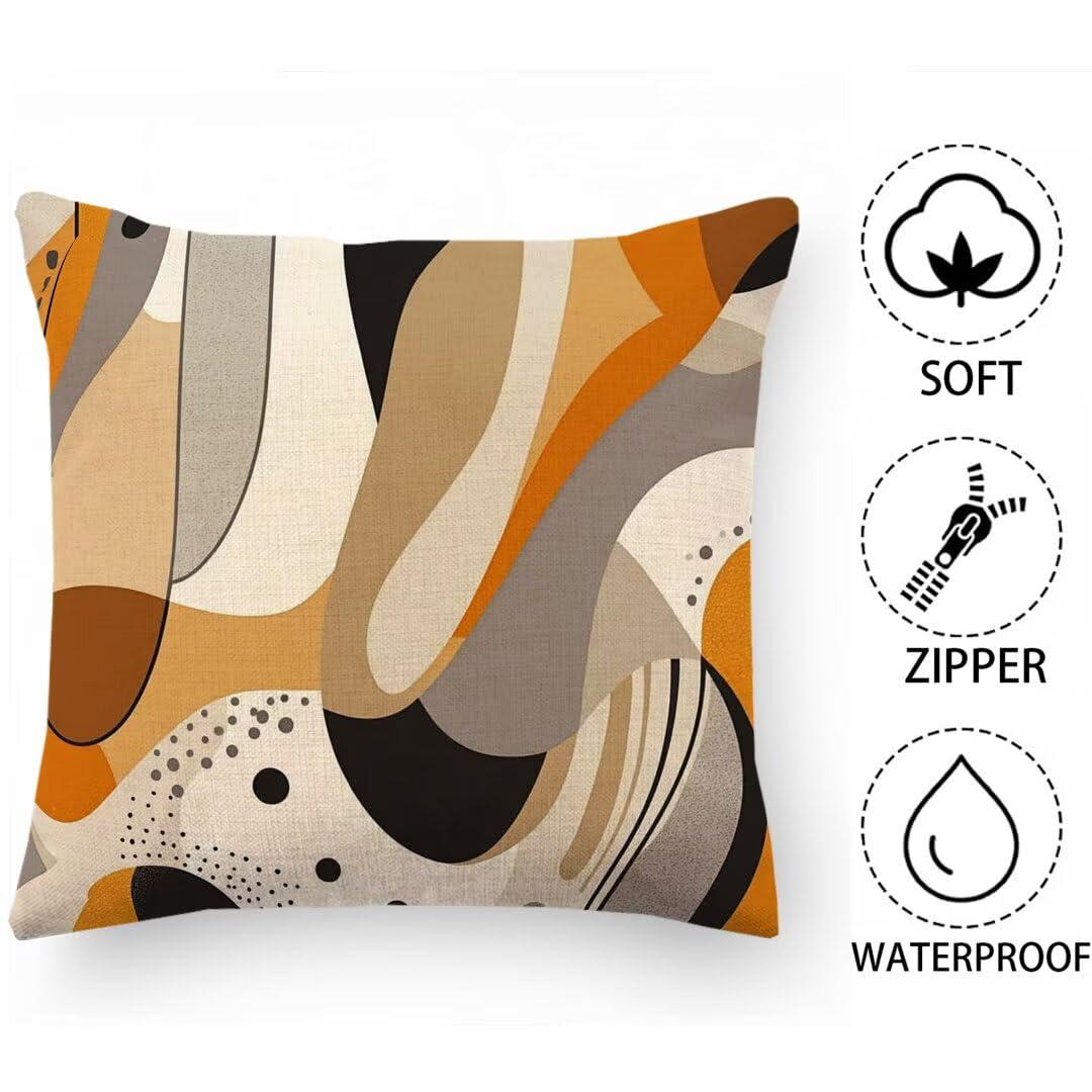 Outdoor Kissen Wasserdichter Kissenbezug 65x65 cm, 4er Set Braun Dekokissen Weich Kissenhülle Sofa Kissen Braun Kissenbezüge Quadrat Zierkissenbezüge für Couch Terrassen Deko Gartenmöbel Balkon f879