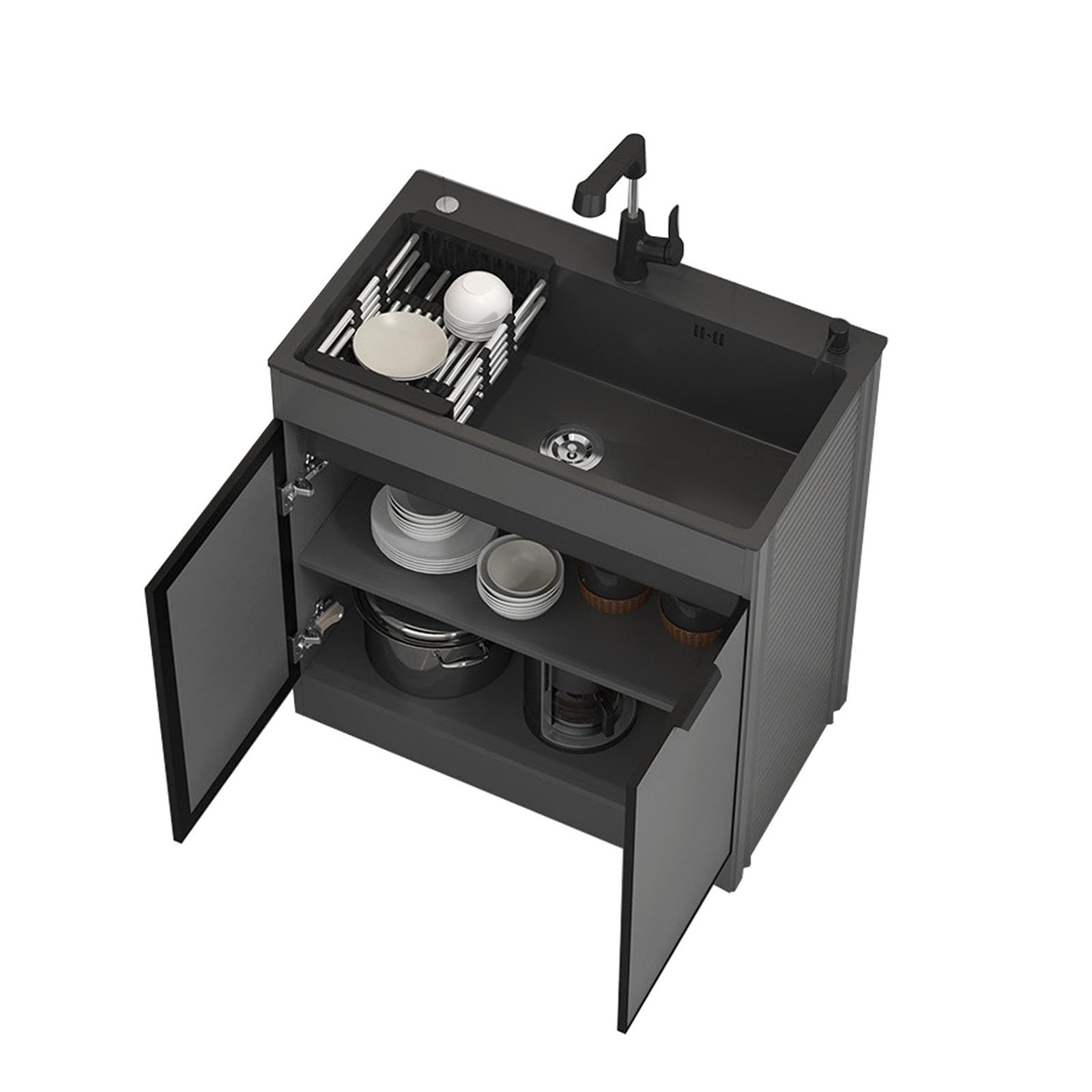 CSXSXAUO Commercial Freestanding Utility Sink Cabinet Combo for Kitchen Laundry Garage Restaurant Outdoor Catering