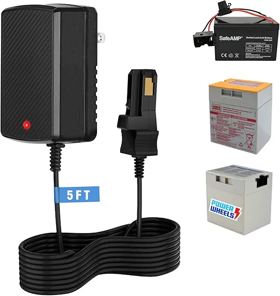 12V Charger for Powered Wheels 12 Volt Battery Charger for All Fisher-Price Powered Wheels Grey Battery and Top Orange Battery Kids Ride On Toys Adapter