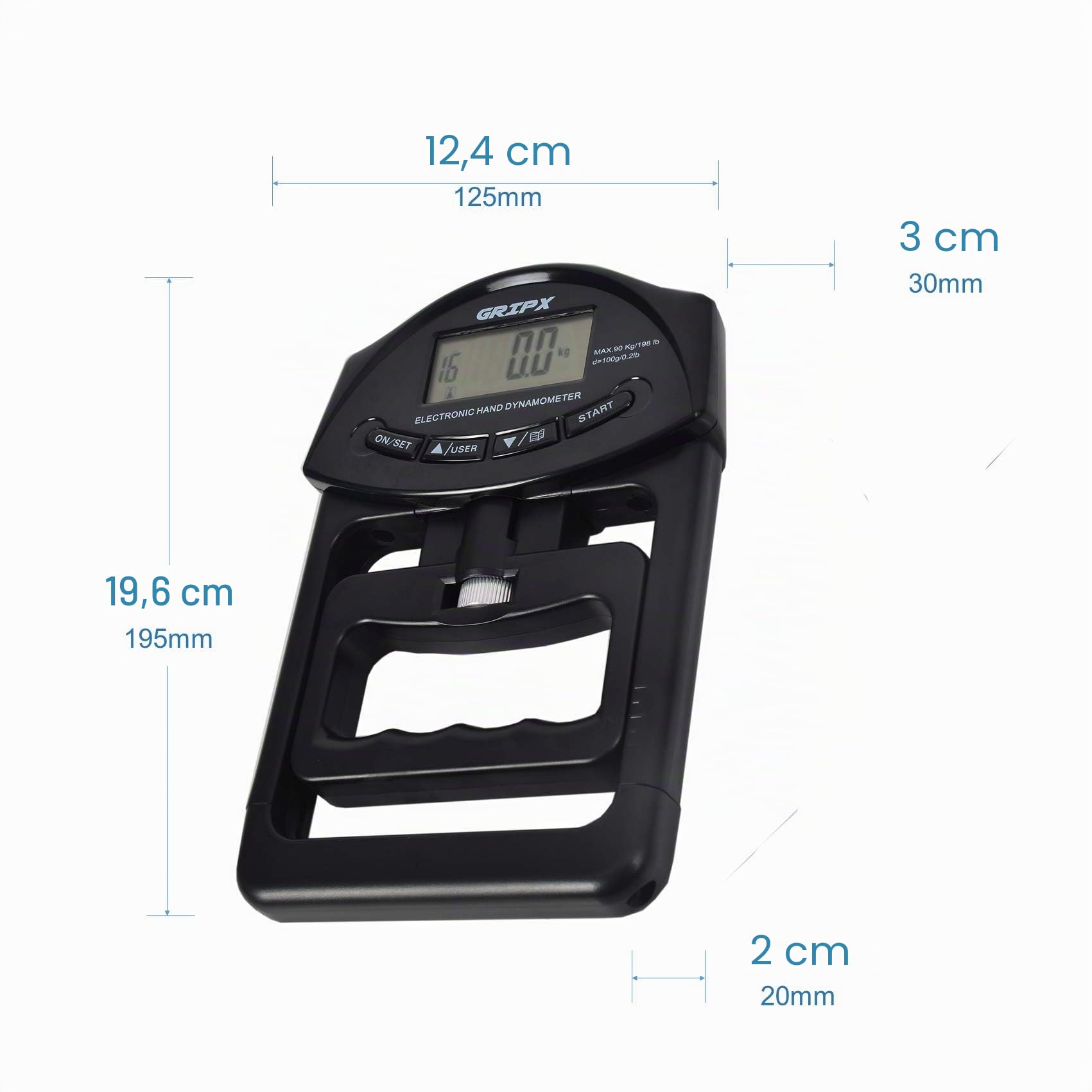 Digitaler Handdynamometer Griffstärke-Messgerät Automatische Erfassung der elektronischen Griffkraft 198 lbs / 90 kg