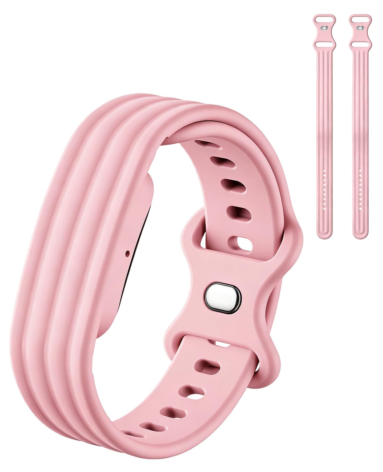 Siebkorb for Google Fitbit Air Nylon Band,Hook and Loop Strap Replacement,Breathable Sport Loop,Adjustable Woven Wristband for Fitbit Air Screenless Fitness Tracker,Non-Original (2, Silicone-Pink)