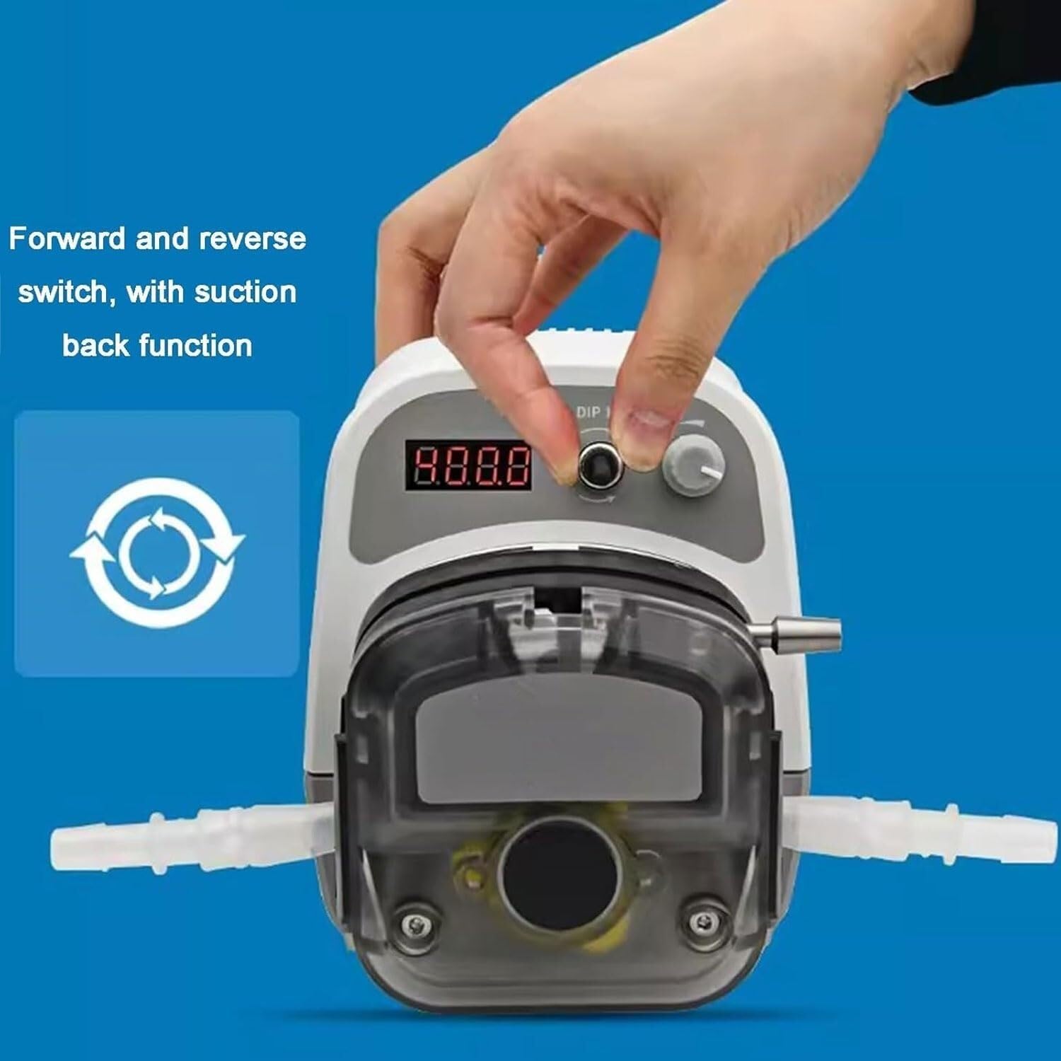 Schlauchpumpe 1500ml/min, 400rpm Laborflüssigkeitsdosierpumpe mit Vorwärts-/Rückwärtsschalter, LED-Anzeige für genaue Flüssigkeitsübertragung