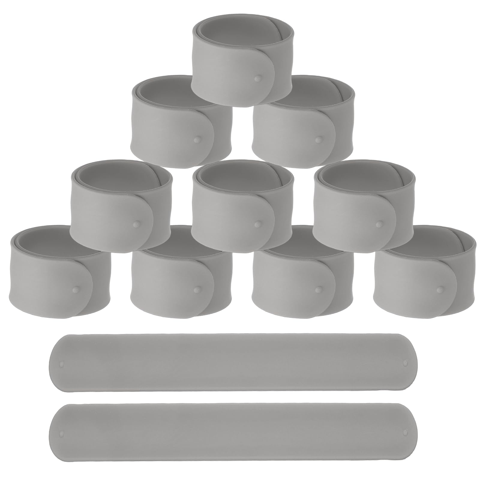 YELARXI Slap Bracelets, Silicone Charm Bracelets Snap Band - 12Pcs Fitting for (Birthday Holiday Exchanging Gifts Party Favors Crafts Project DIY Prizes) 8.5" & Grey